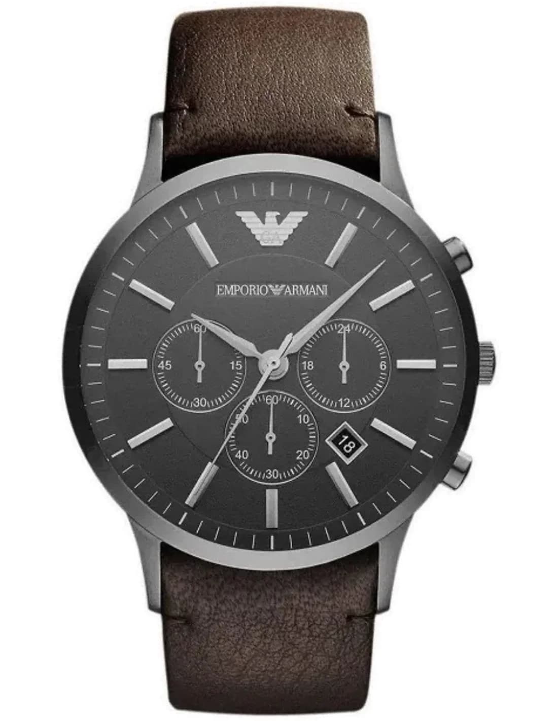 Montre Homme Emporio Armani Sportivo AR2462 - Cadran et Bracelet Cuir Marron