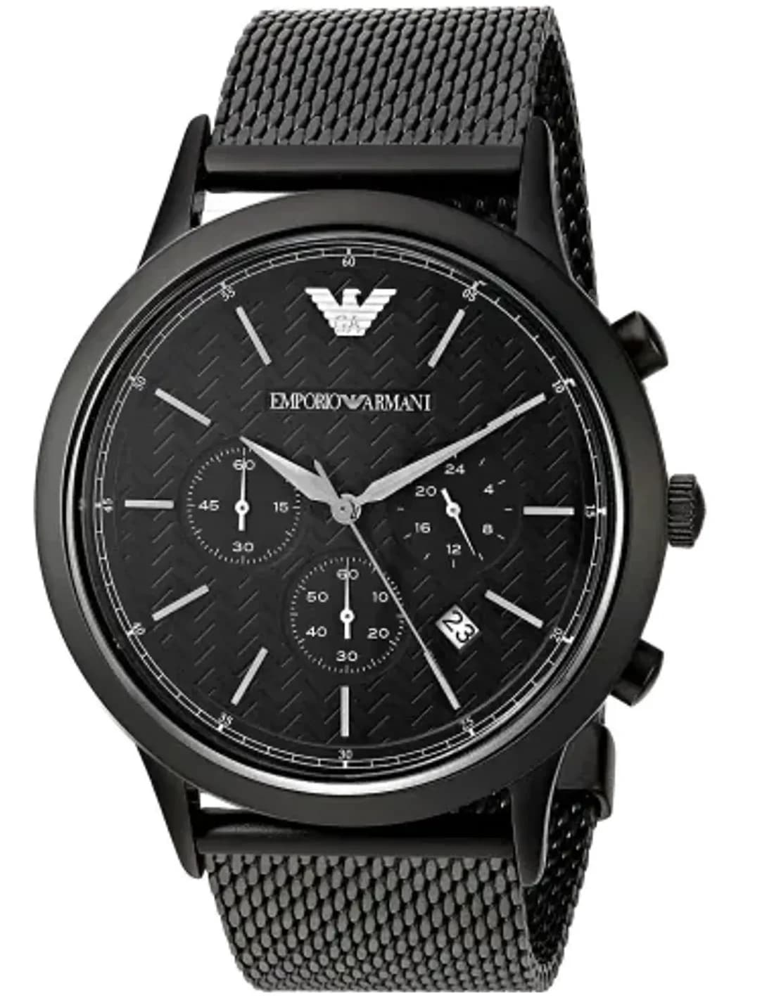 Montre Homme Emporio Armani AR2498 Chronographe - Cadran Noir & maille milanaise
