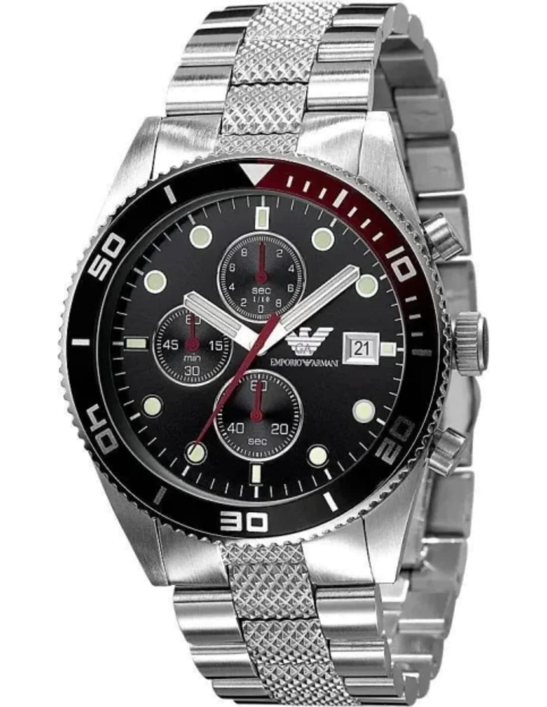Montre Homme Emporio Armani AR5855 Sportivo Chronographe Acier Argenté Cadran Noir