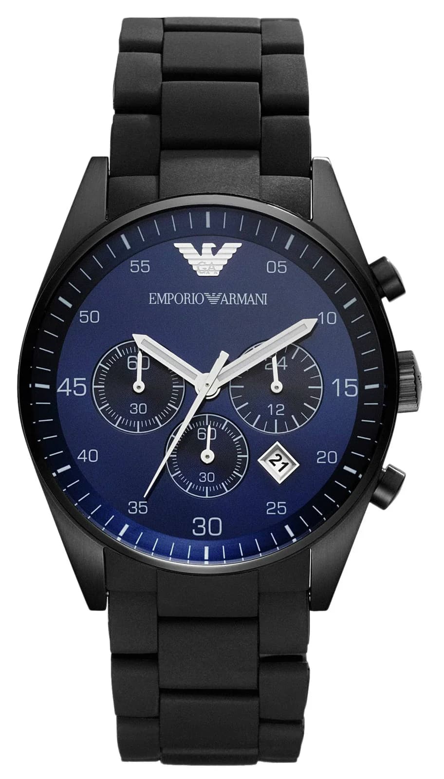 Montre Homme Emporio Armani Sportivo AR5921 - Boîtier Noir Mat, Cadran Bleu Chronographe