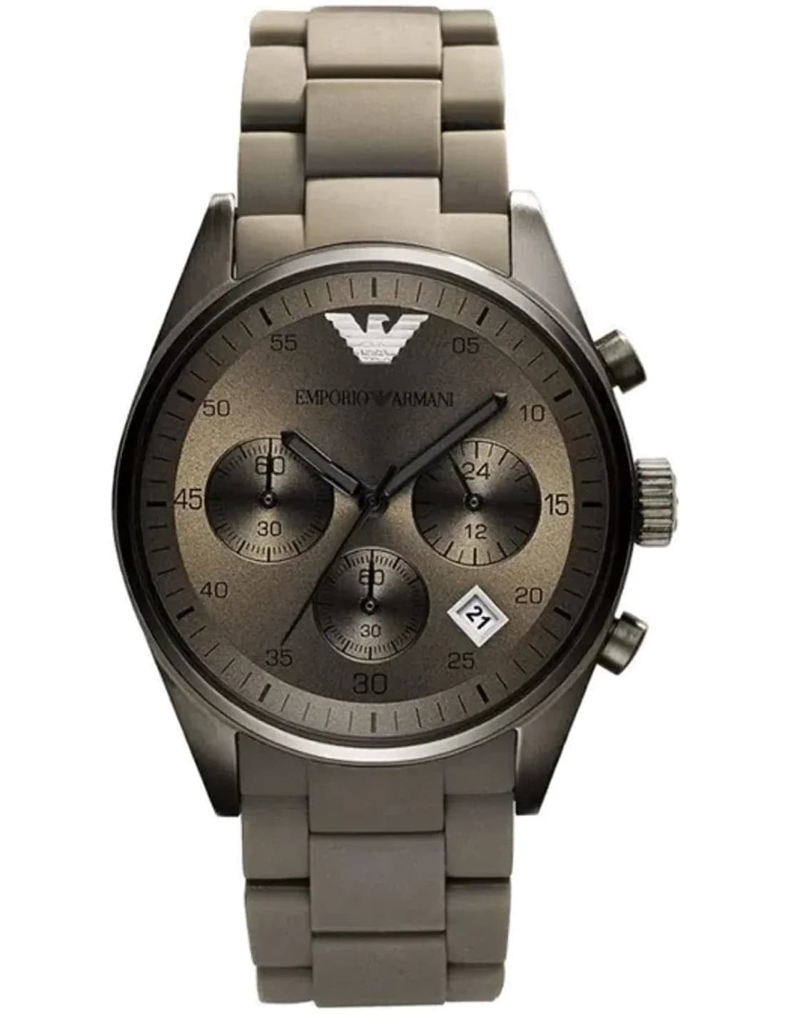 Montre Homme Emporio Armani Sportivo Chronographe AR5950 Acier et Silicone Noir Cadran Marron