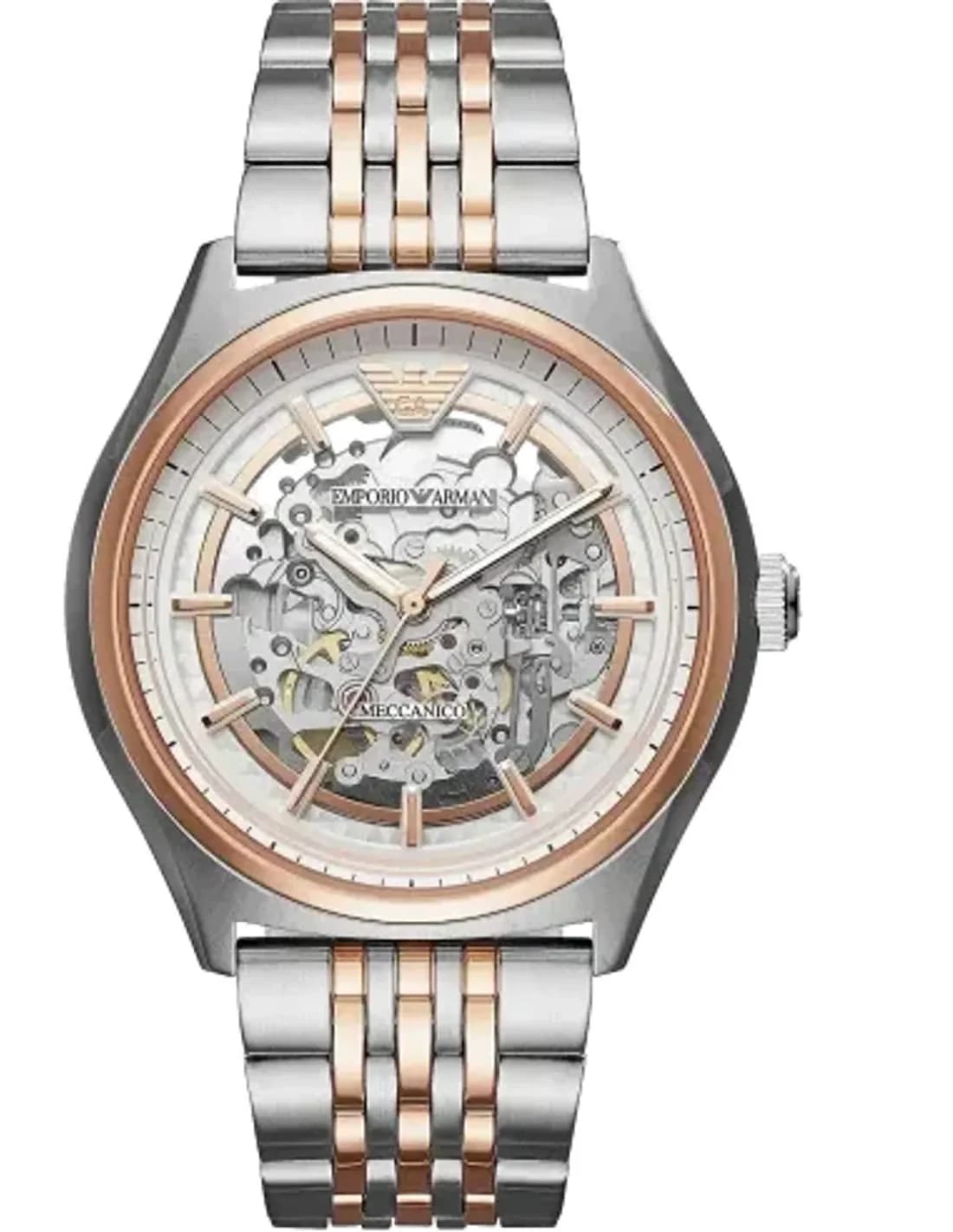 Montre Homme Emporio Armani AR60002 Automatique Squelette Argent et Or Rose