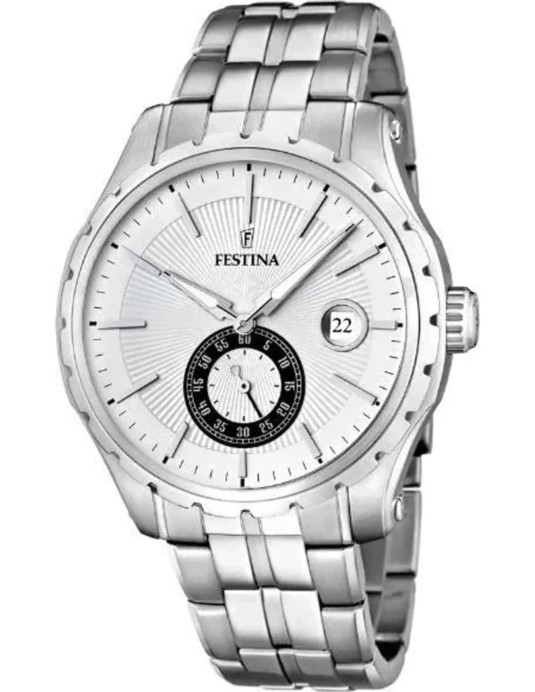 Montre Homme Festina F16679/1 - Boîtier et bracelet acier argenté - Style Vintage