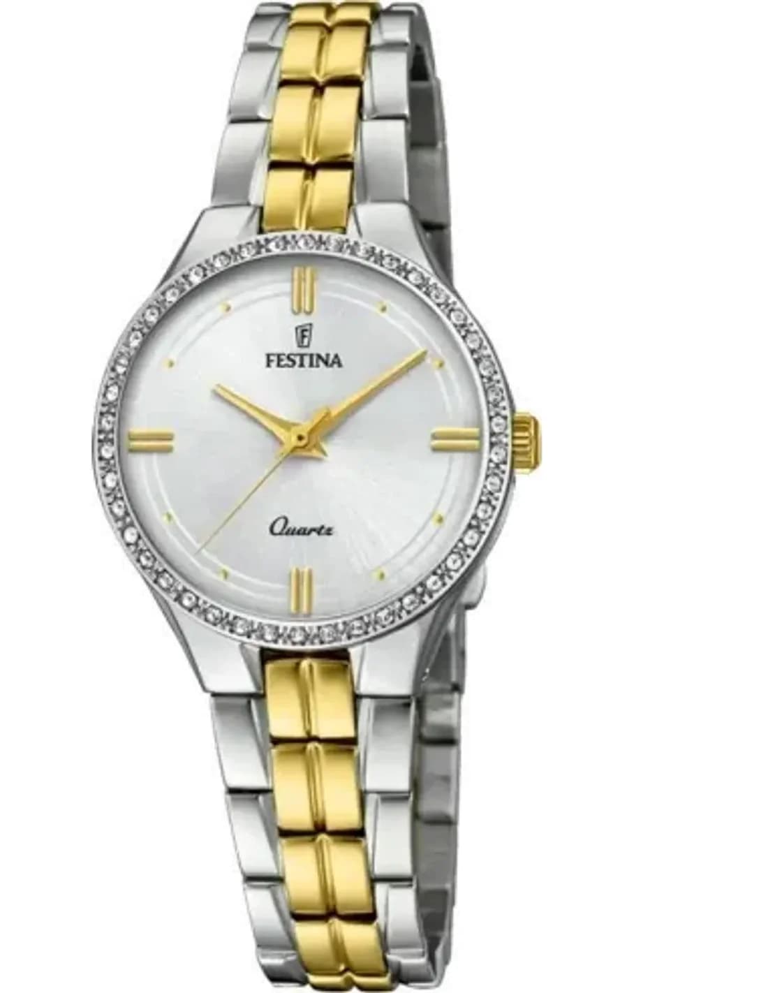 Montre Femme Festina F20219/1 Mademoiselle - Cadran Argent & Bracelet maille milanaise Or