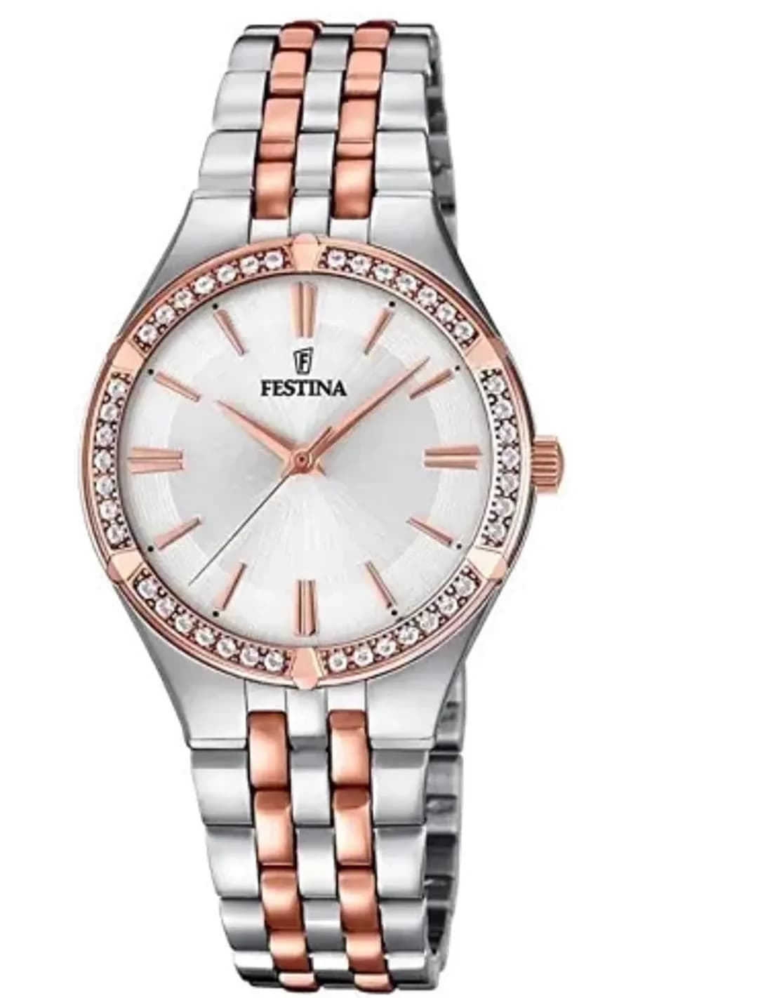 Montre Festina F20224/2 Mademoiselle - Cadran Argent, Bracelet Or Rose Acier - 31mm