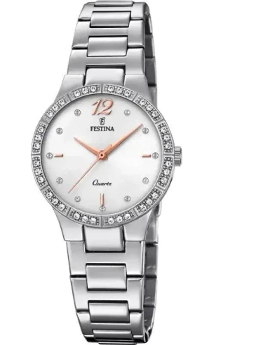 Montre Festina F20240/1 Mademoiselle Acier Argent Cadran Blanc Cristaux - Pour Femme