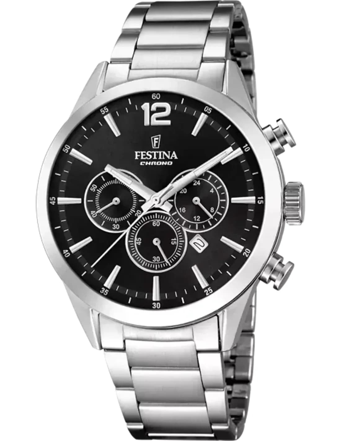 Montre Homme Festina F20343/8 Acier Argenté Cadran Noir Multifonctions Jour-Date