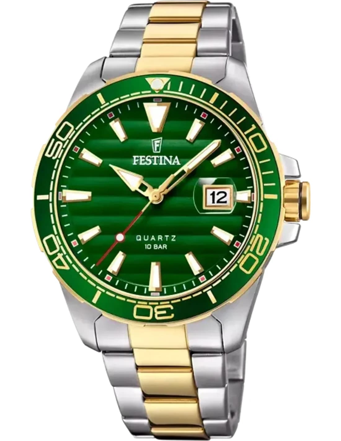 Montre Festina F20362/3 Homme - Cadran Vert, Boîtier et Bracelet Acier Bicolore
