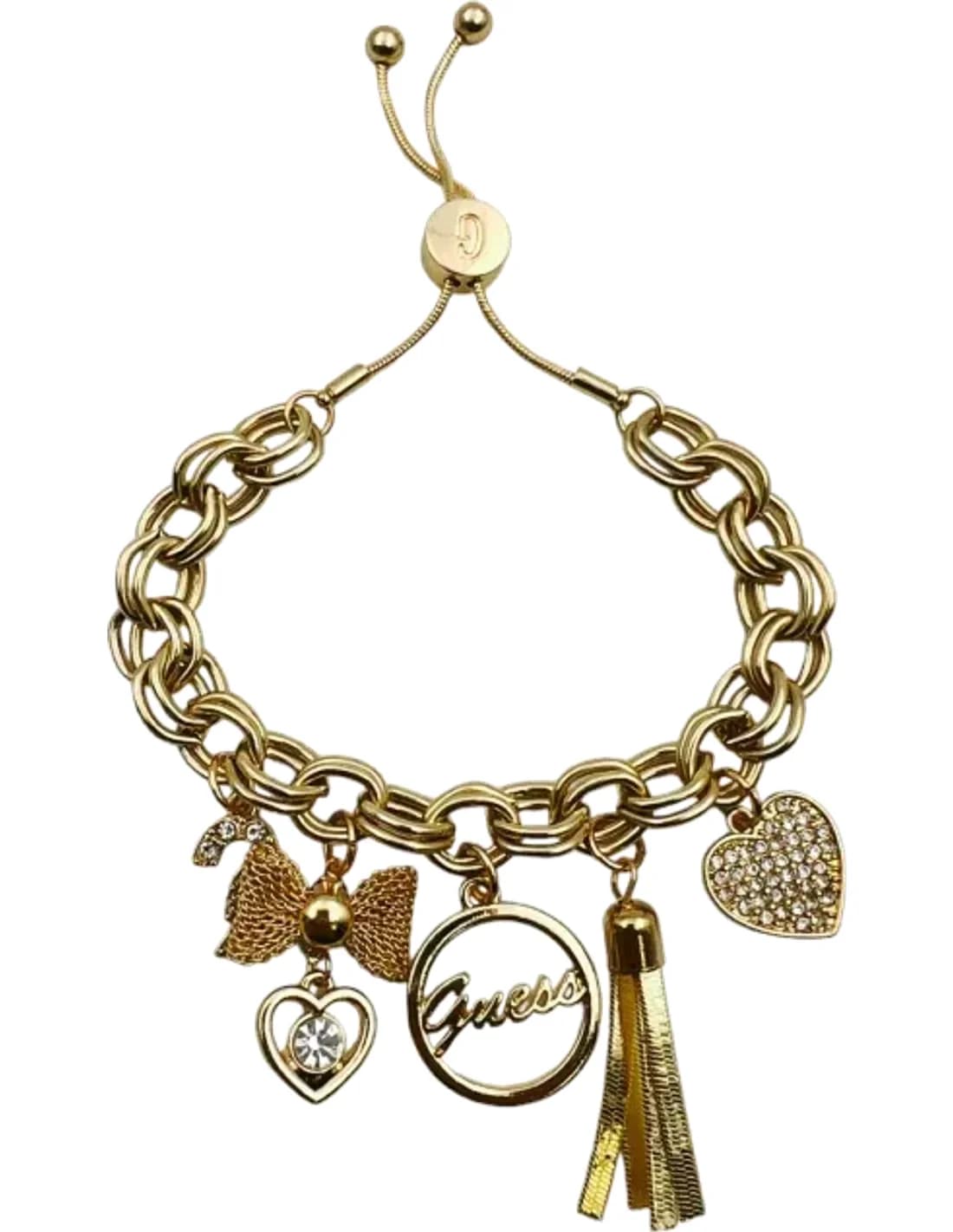 Bracelet Guess pour femme en métal doré jaune avec breloques serties de zircon - Réf. 109797