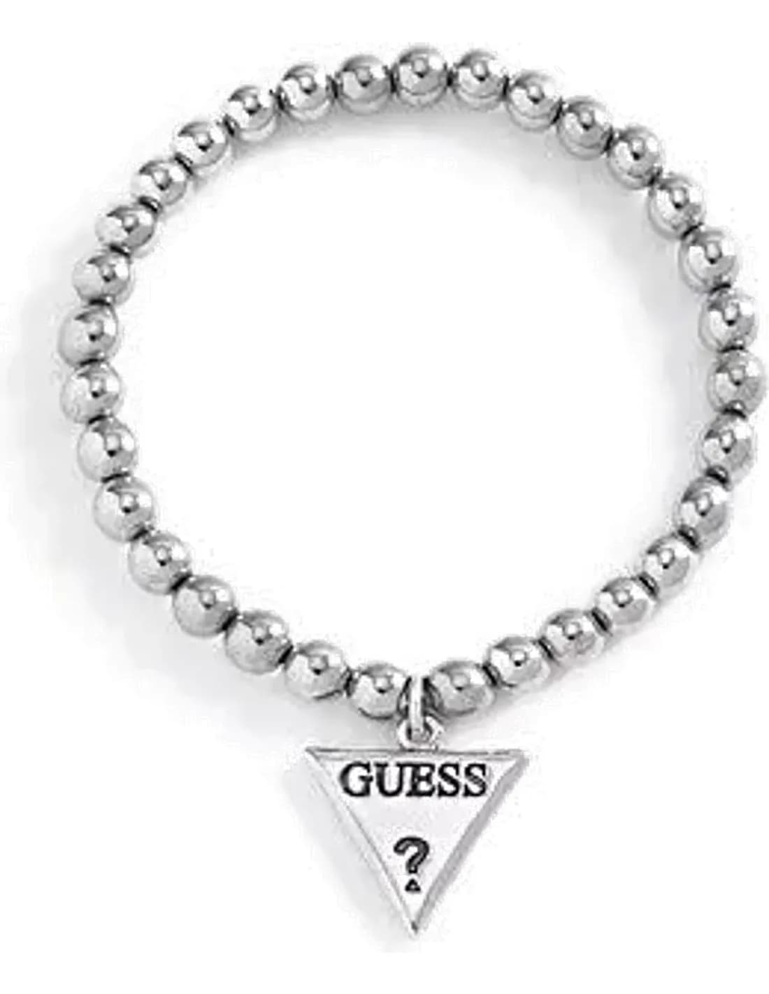 Bracelet Guess pour femme en perles d'acétate argenté avec plaque logo - Réf. 291658-21