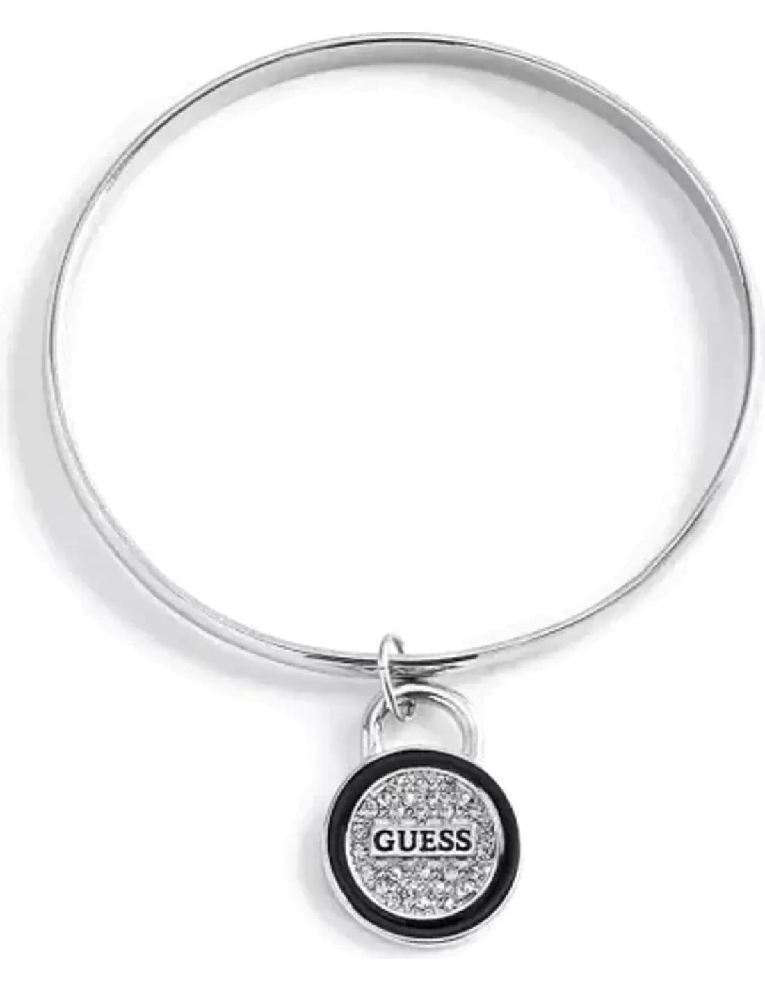 Bracelet Guess pour femme en acier argenté avec plaque logo ronde - Réf. 292007-21