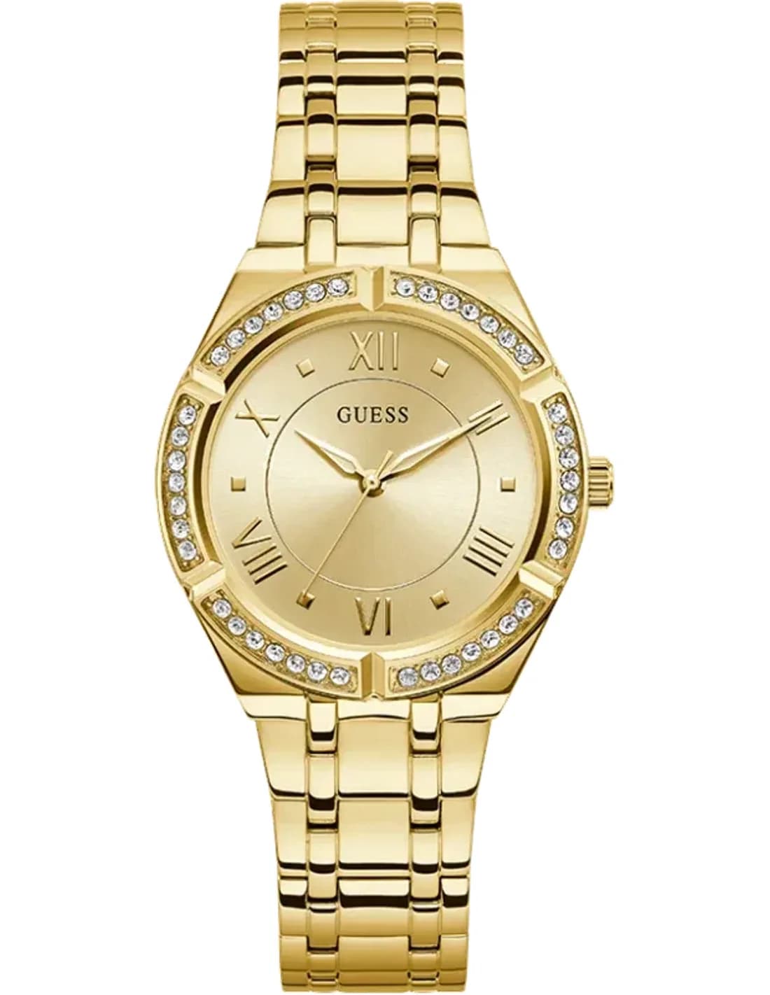 Montre Guess GW0033L2 femme bracelet acier doré lunette strass