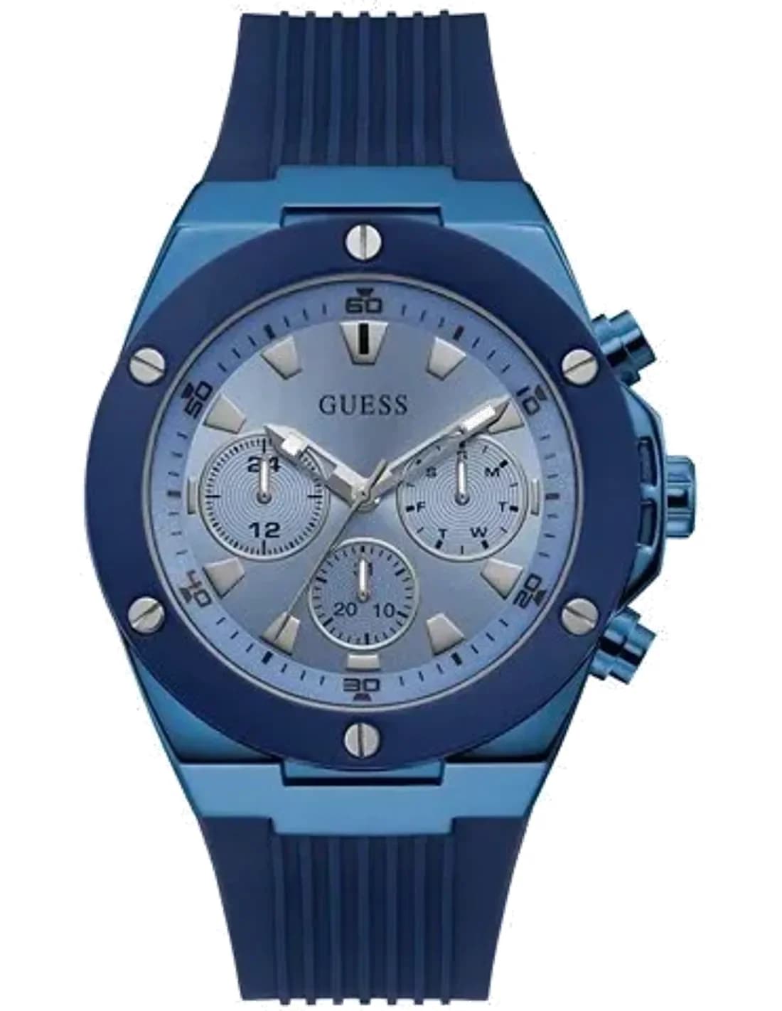 Montre Homme Guess Poseidon GW0057G3 en Silicone Bleu et Bracelet Silicone