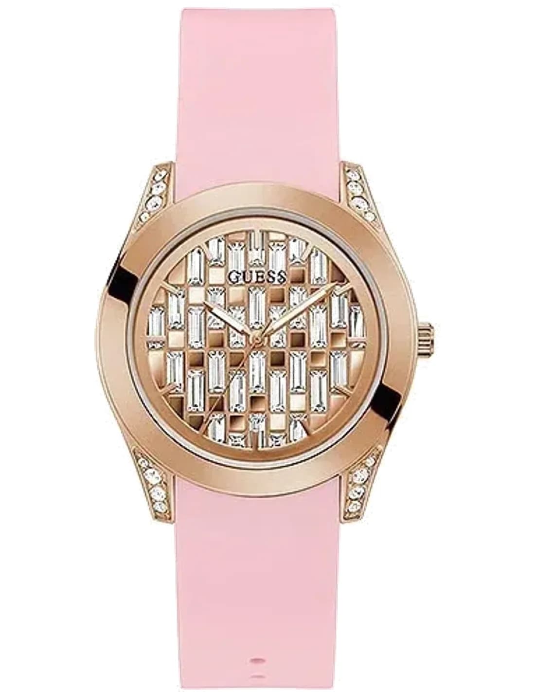 Montre Guess pour Femme GW0109L2 - Cadran or rose, bracelet silicone rose