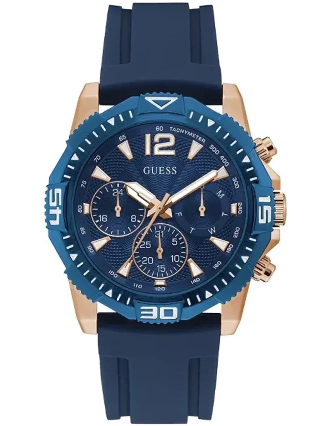 Montre Homme Guess GW0211G4 - Cadran et bracelet silicone bleu - Multifonctions