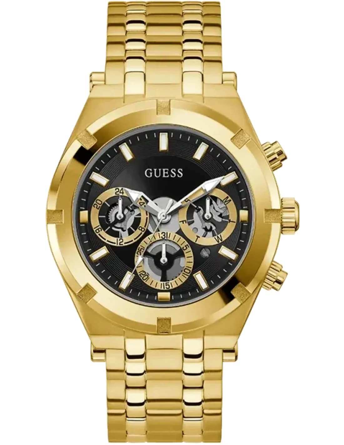 Montre Homme Guess GW0260G2 en Acier Doré, Cadran Noir Squelette 44mm