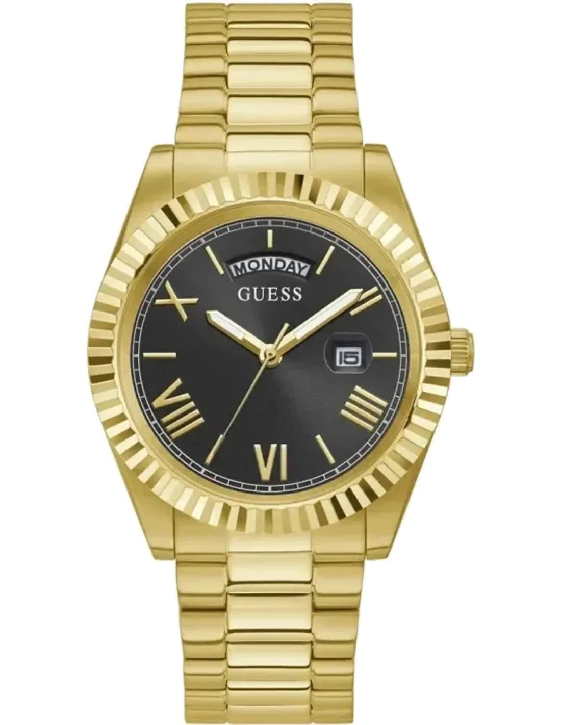 Montre Homme Guess Connoisseur GW0265G3 - Boîtier et bracelet acier doré, cadran noir