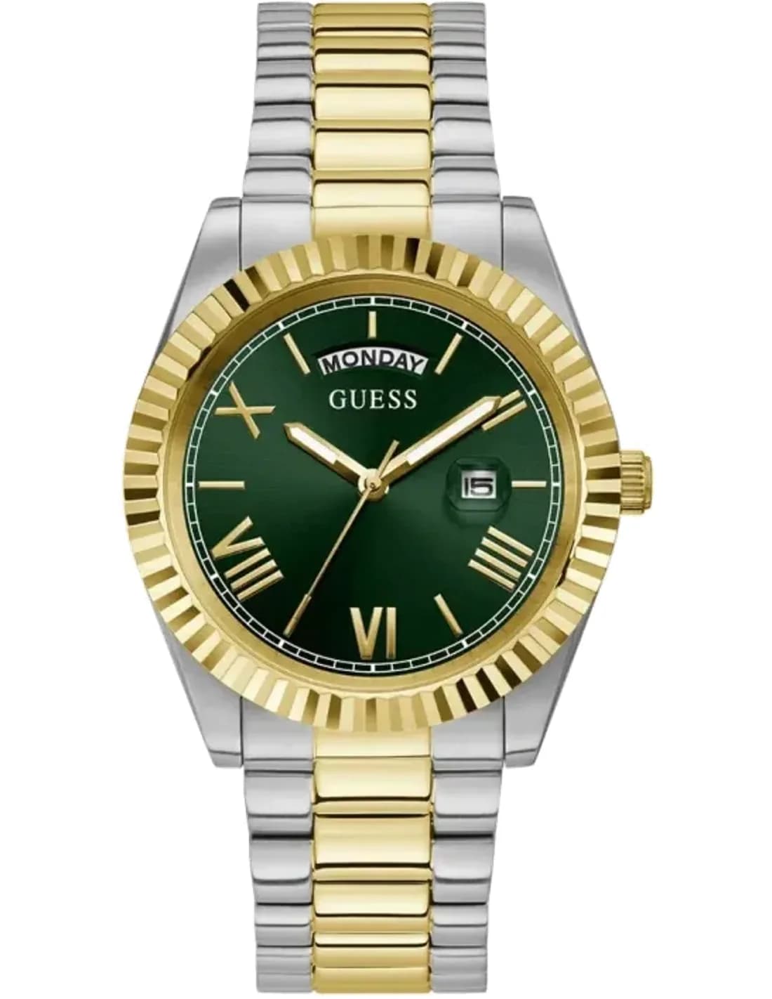 Montre Homme Guess Connoisseur GW0265G8 - Cadran Vert - Bracelet Acier Bicolore Argent/Or
