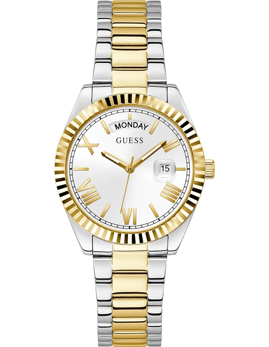Garde-temps Guess GW0308L6 pour femme, cadran argenté et bracelet acier