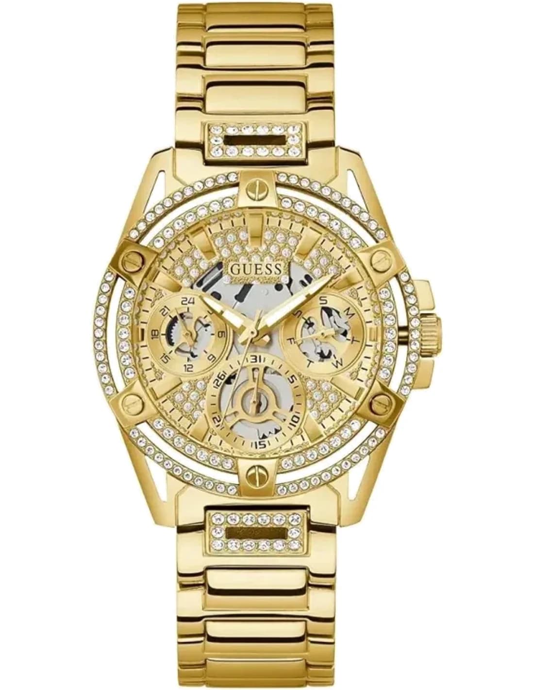 Montre Femme Guess Queen GW0464L2 en acier doré avec cadran à cristaux