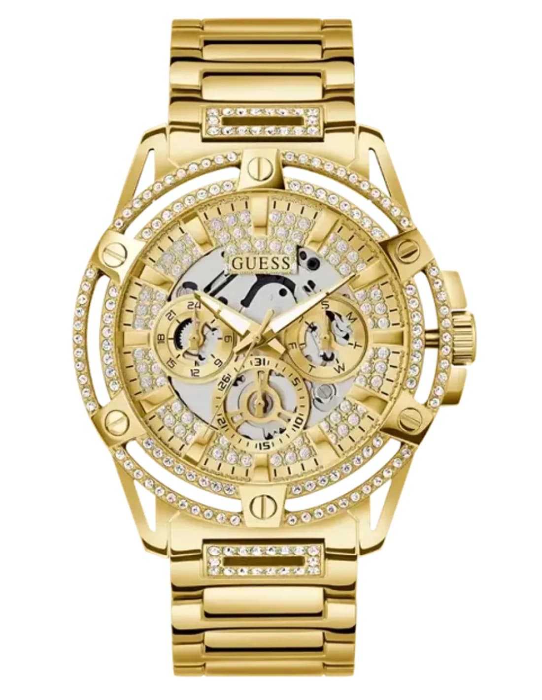 Montre Homme Guess King GW0497G2 en acier doré avec strass