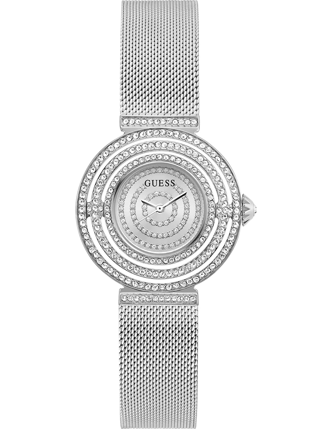 Garde-temps Guess GW0550L1 pour femme, cadran argenté, bracelet maille milanaise