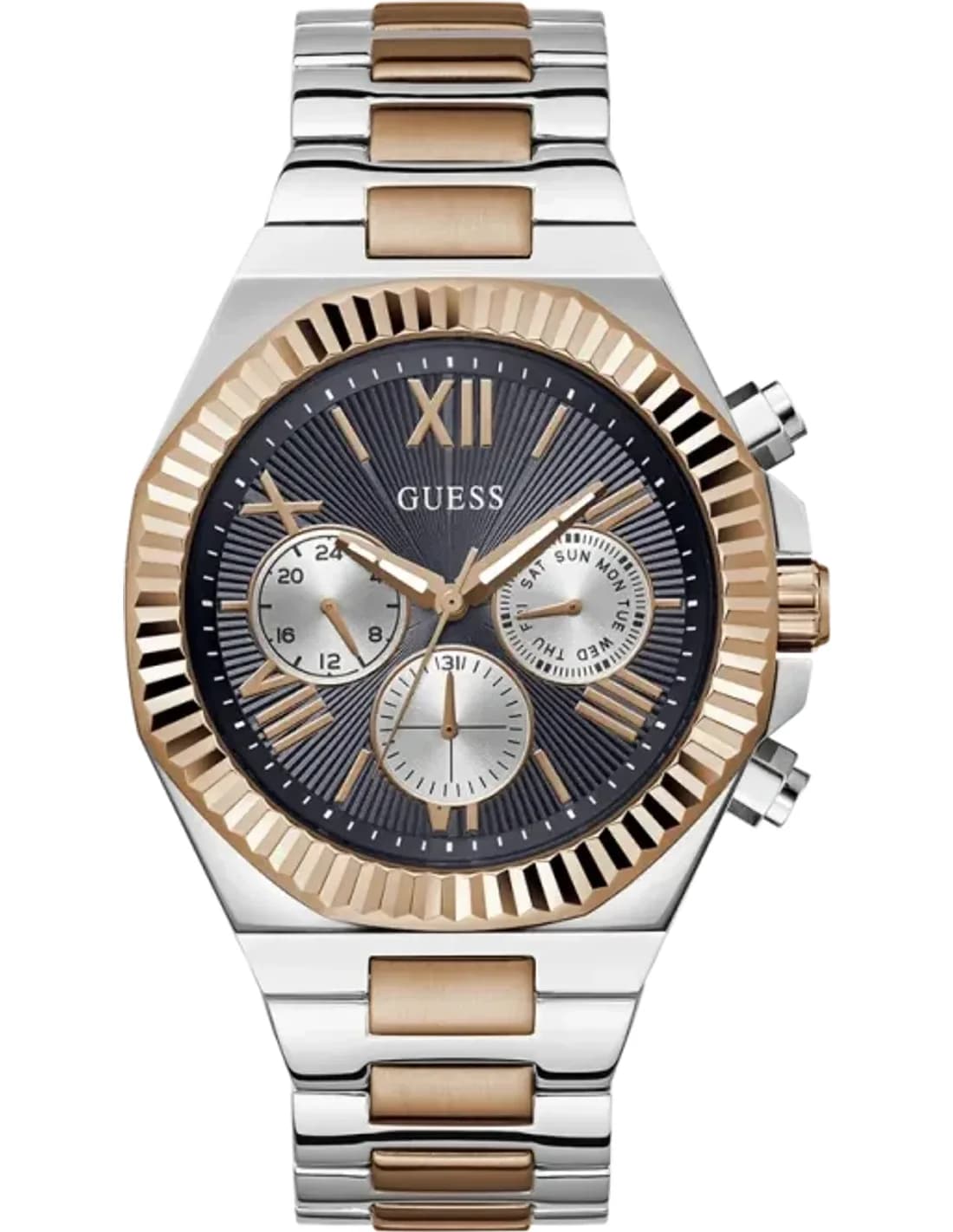 Montre Guess Homme GW0703G4 Equity Acier Bicolore Argent/Or Rose, Cadran Anthracite