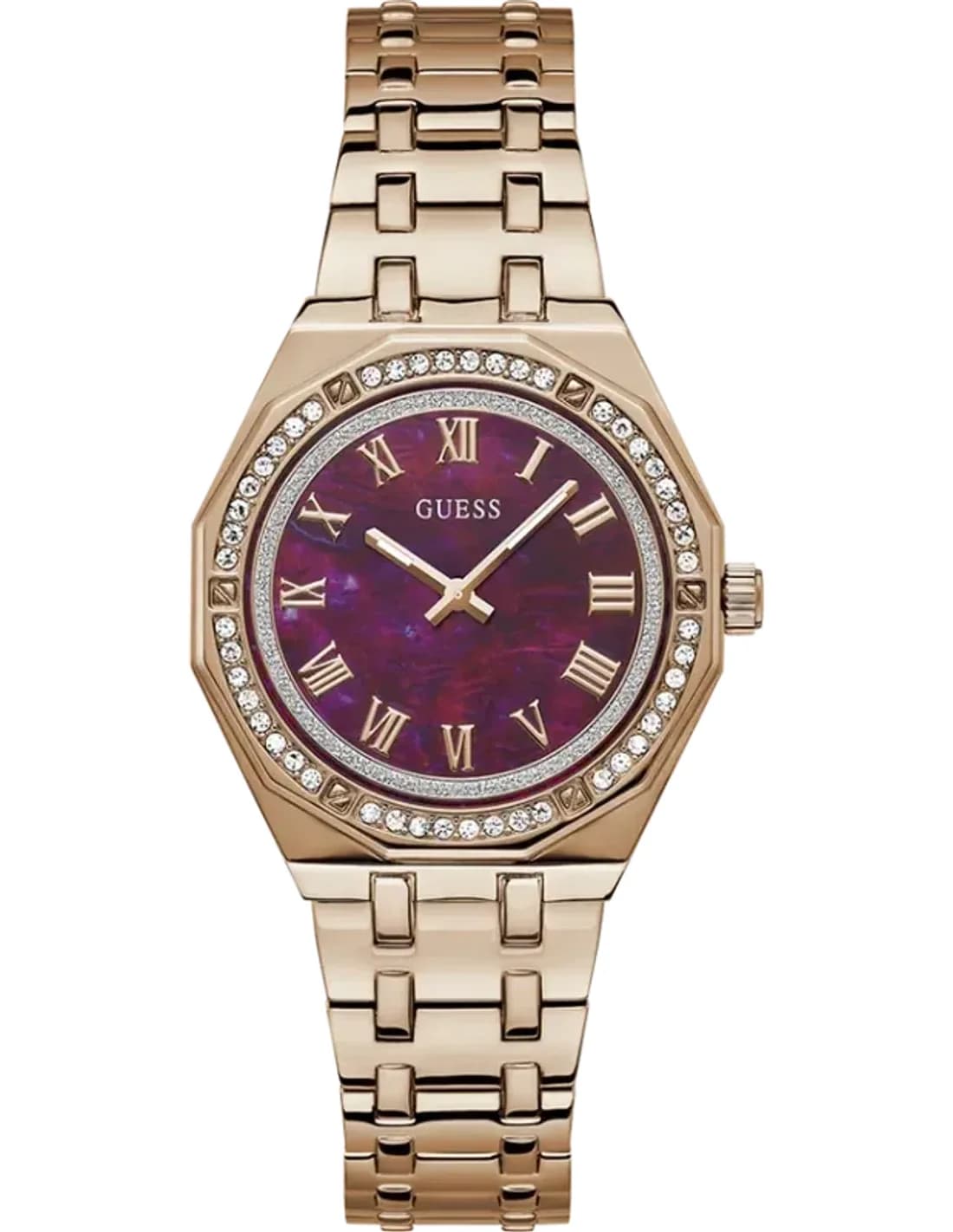 Montre Guess Desire GW0770L3 or rose femme cadran rouge nacré acier