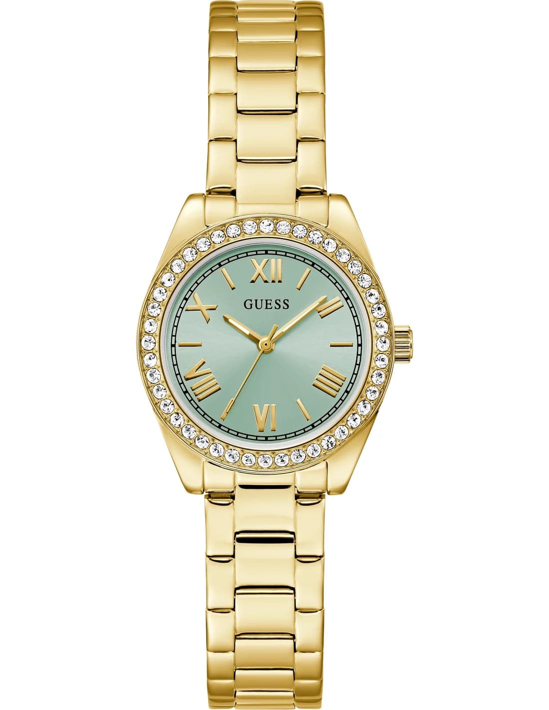 Garde-temps Guess GW0841L5 pour femme, cadran vert, bracelet acier