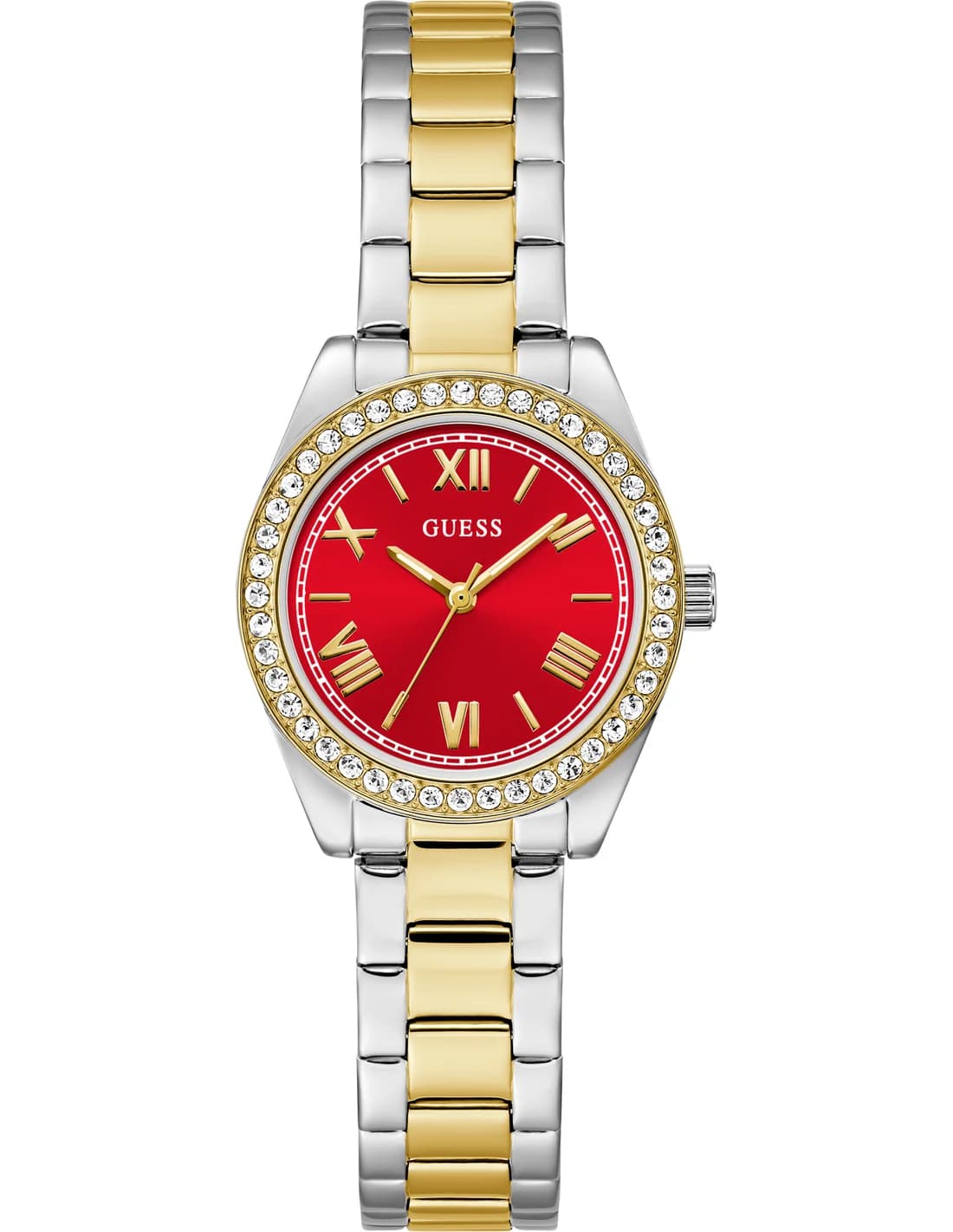 Montre Femme Guess Mini Luna GW0841L8 cadran rouge bracelet acier