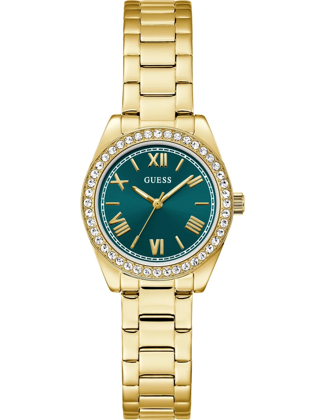 Garde-temps Guess GW0841L9 pour femme, cadran vert sur bracelet acier