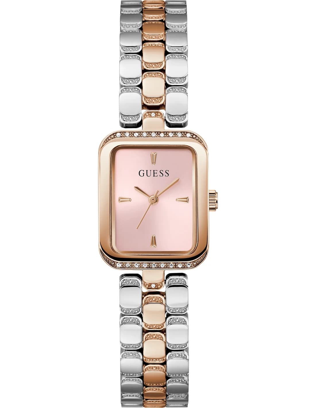 Garde-temps Guess GW0865L5 pour femme, cadran rose brillant sur bracelet acier