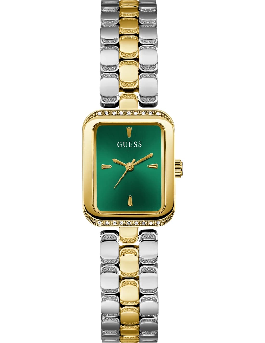 Garde-temps Guess GW0865L6 pour femme, cadran vert soleil sur bracelet acier