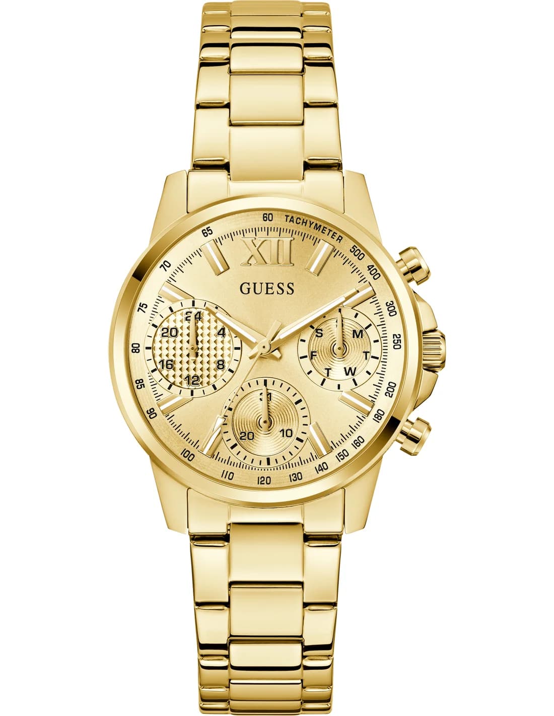 Garde-temps Guess GW0933L2 pour femme, cadran doré chic sur bracelet acier