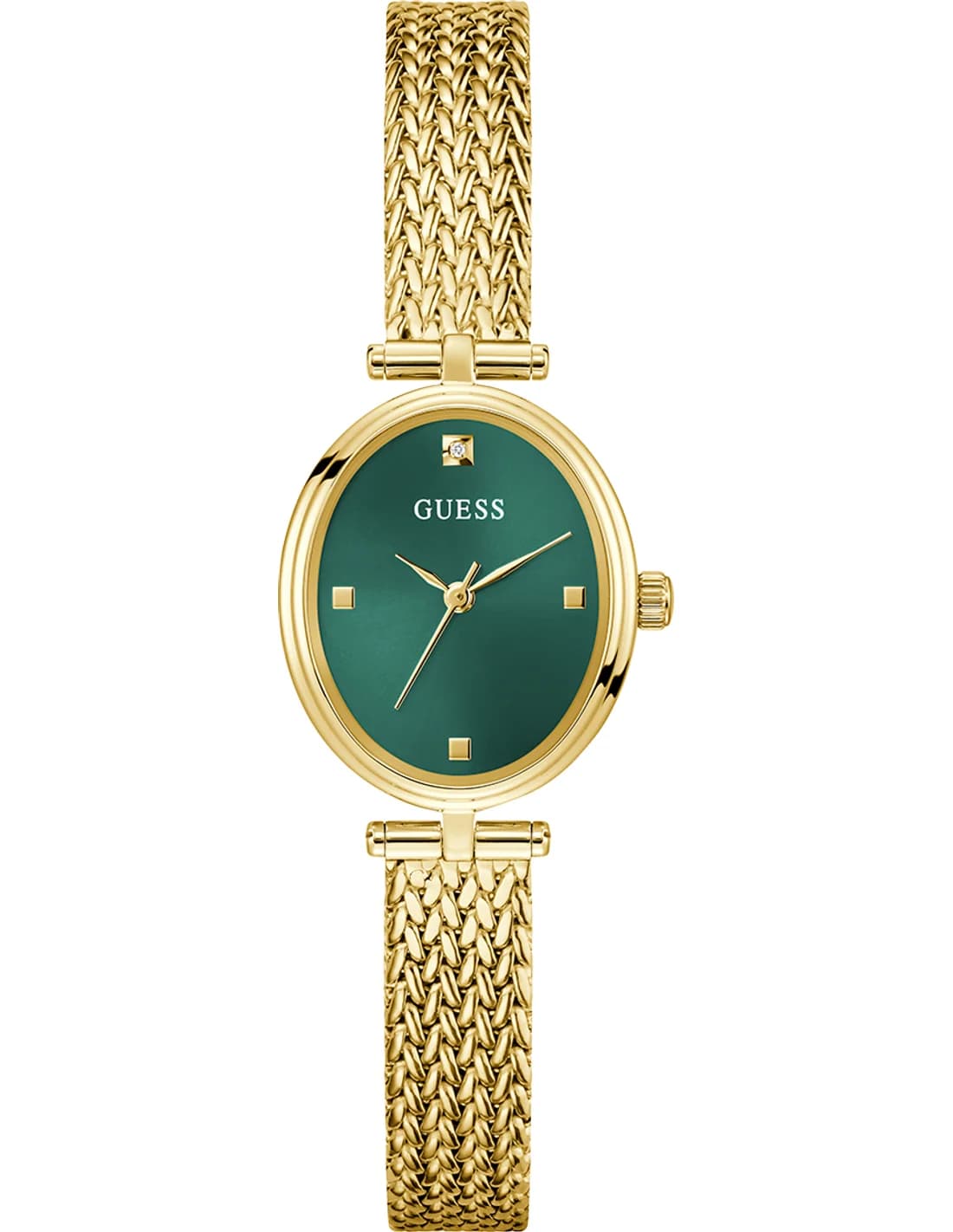 Garde-temps Guess GW0935L2 pour femme, cadran vert vif, bracelet milanaise
