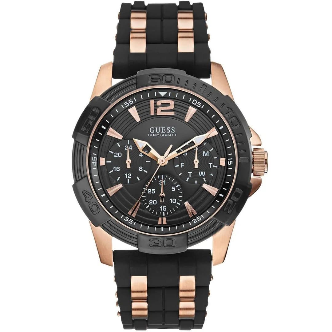 Montre Homme Guess Sporty W0366G3 - Boîtier et Cadran Noir, Bracelet Silicone