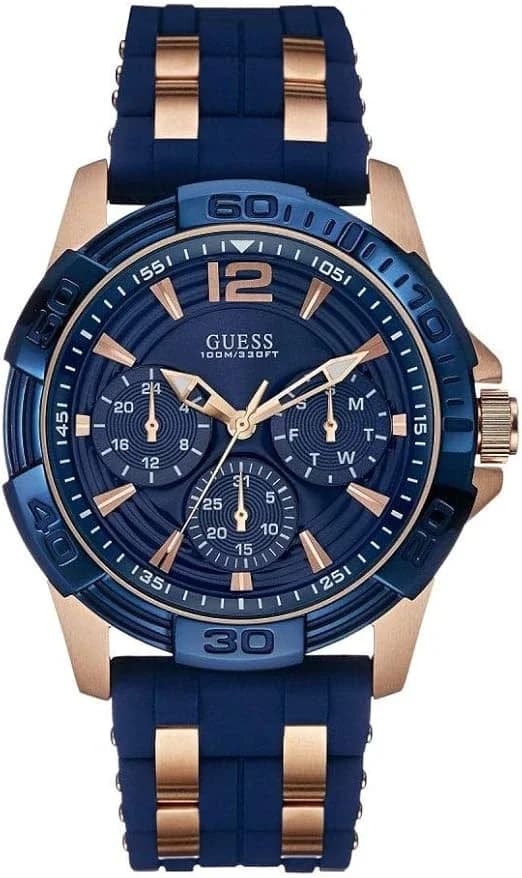 Montre Homme Guess Sporty W0366G4 - Cadran et Boîtier Silicone Bleu, Bracelet Silicone