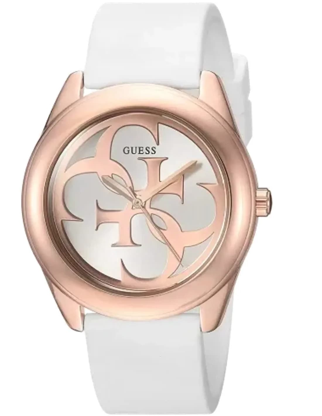 Montre Femme Guess W0911L5 G Twist - Cadran Doré à Cristaux & Bracelet Silicone Blanc