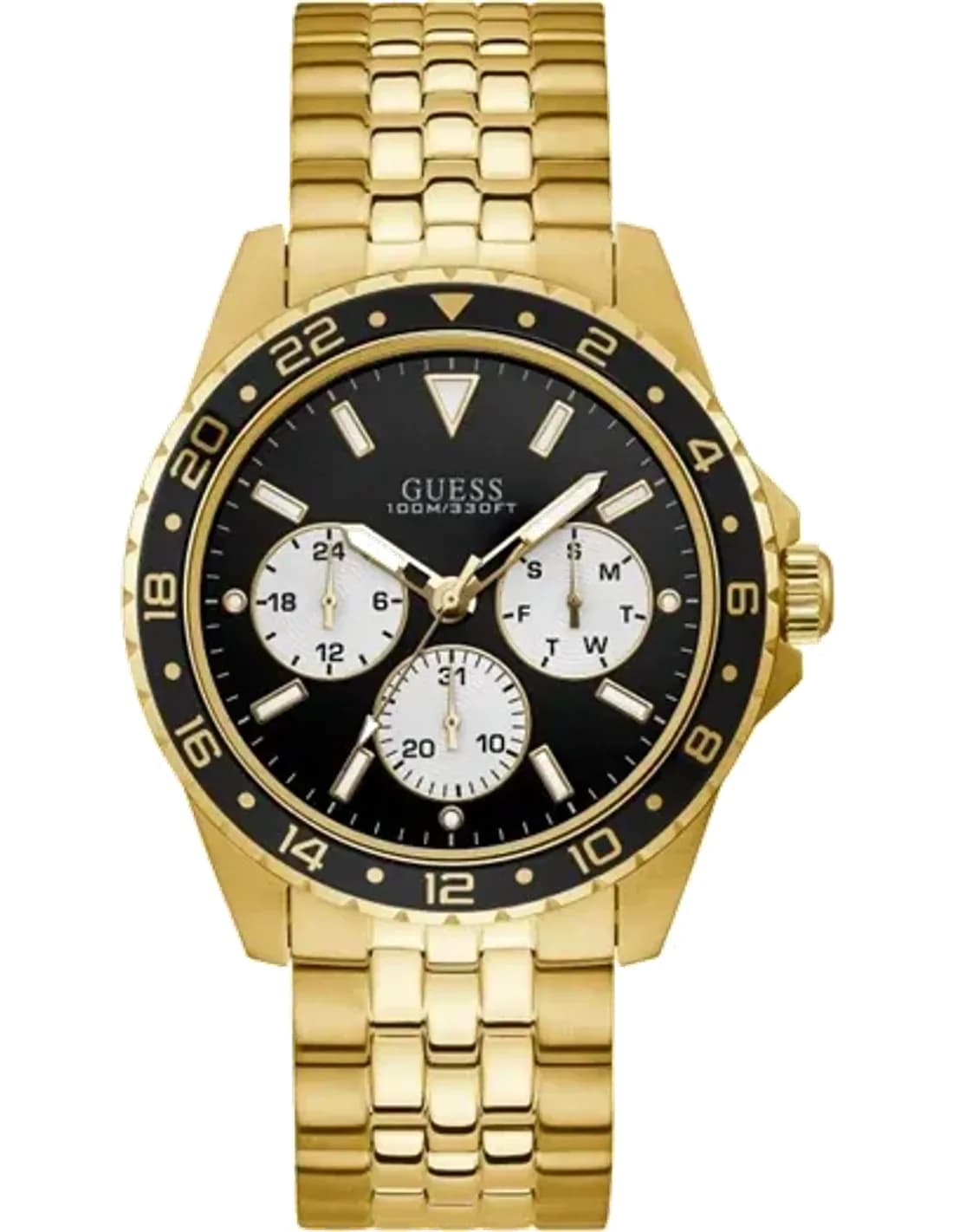 Montre Homme Guess W1107G4 Acier Doré Cadran Noir Multifonction