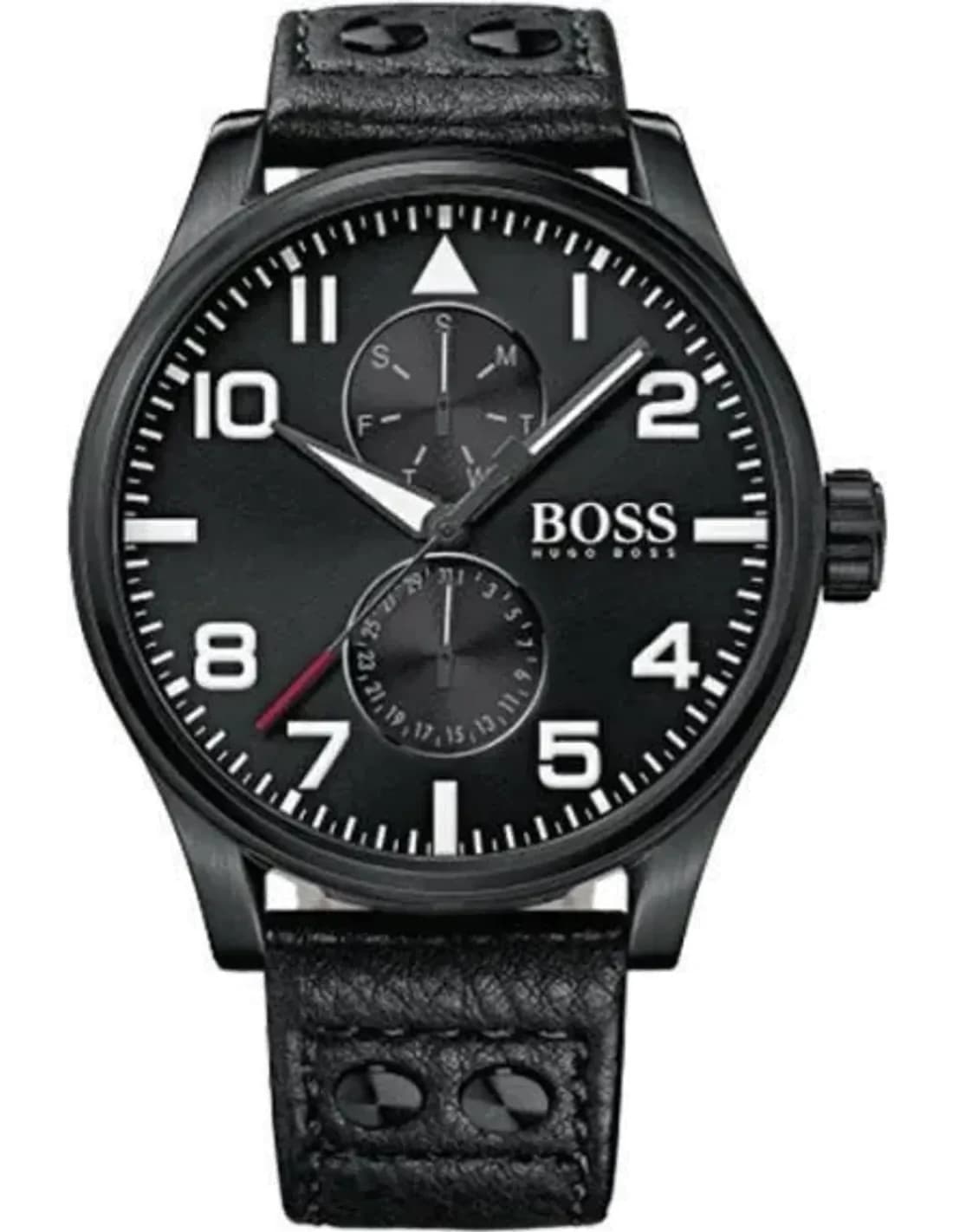 Montre Homme Hugo Boss 1513083 Boîtier Noir 45mm Bracelet Cuir Noir