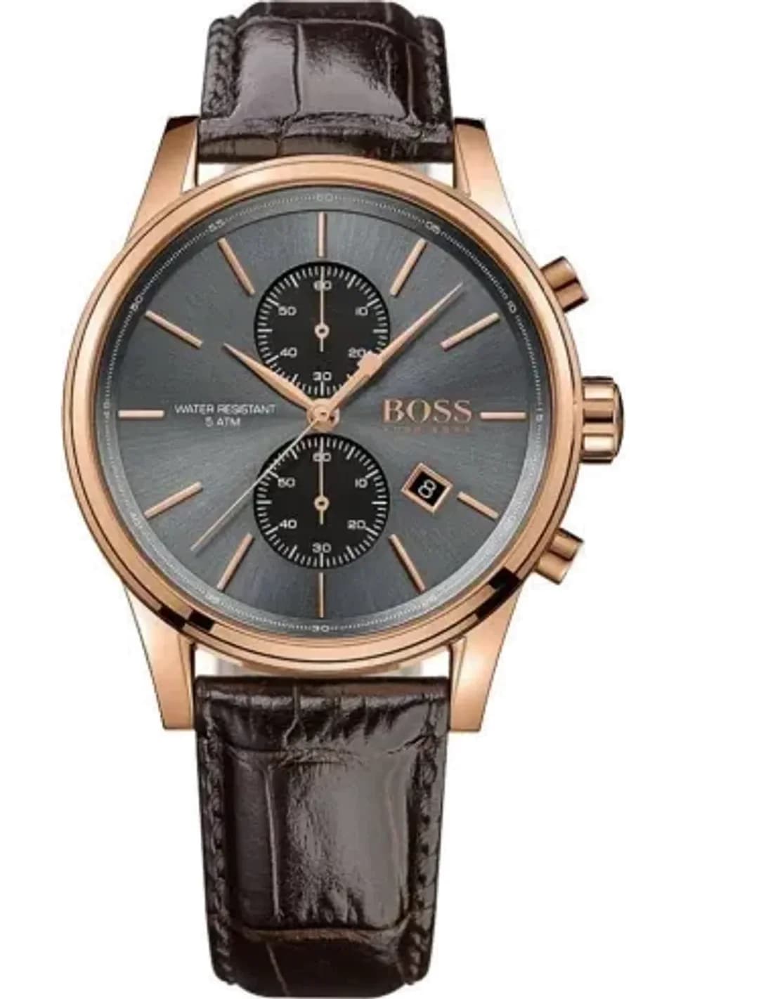 Montre Homme Hugo Boss 1513281 Cadran Ardoise Bracelet Cuir Marron
