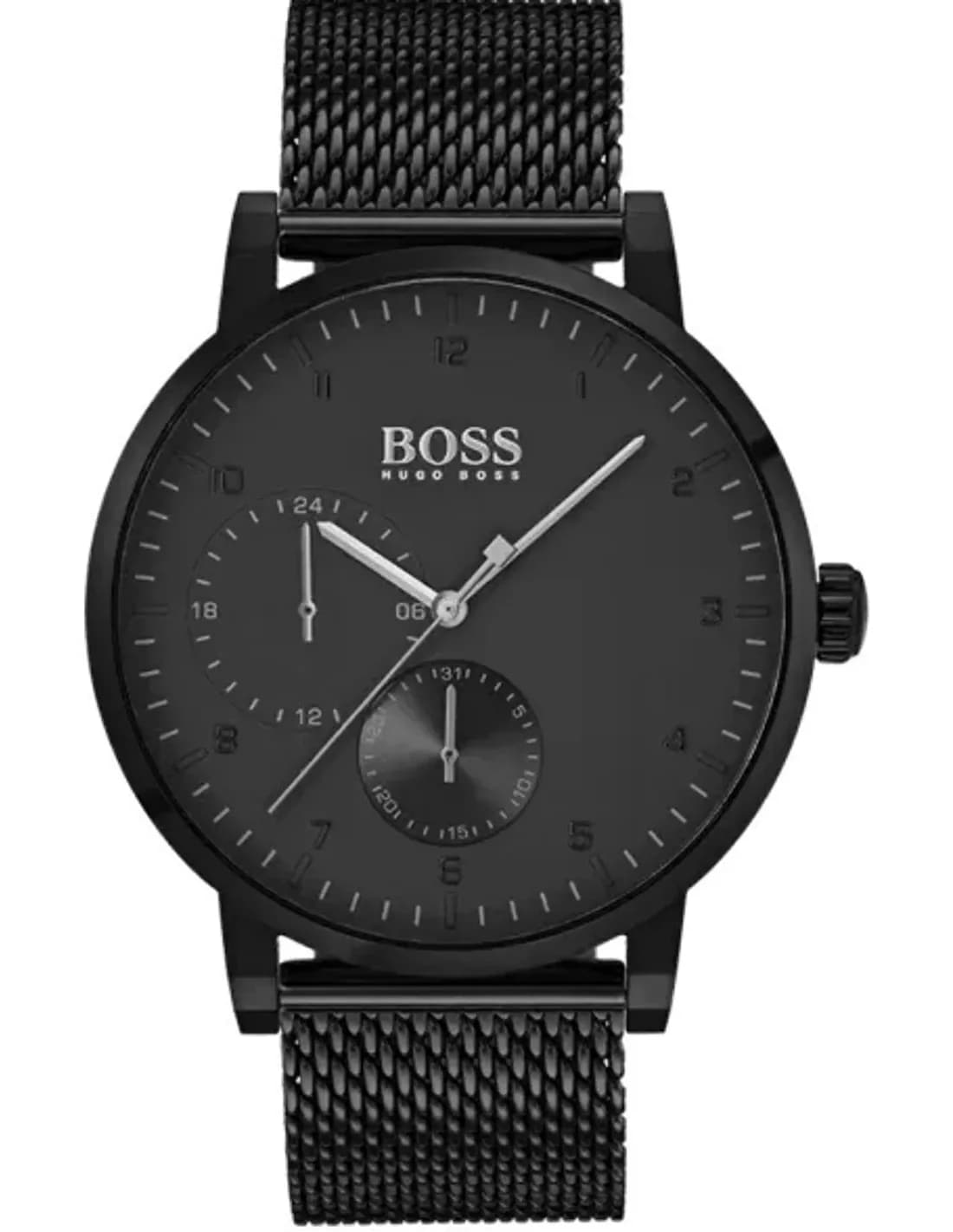 Montre Homme Hugo Boss 1513636 Boîtier Noir Bracelet maille milanaise Acier