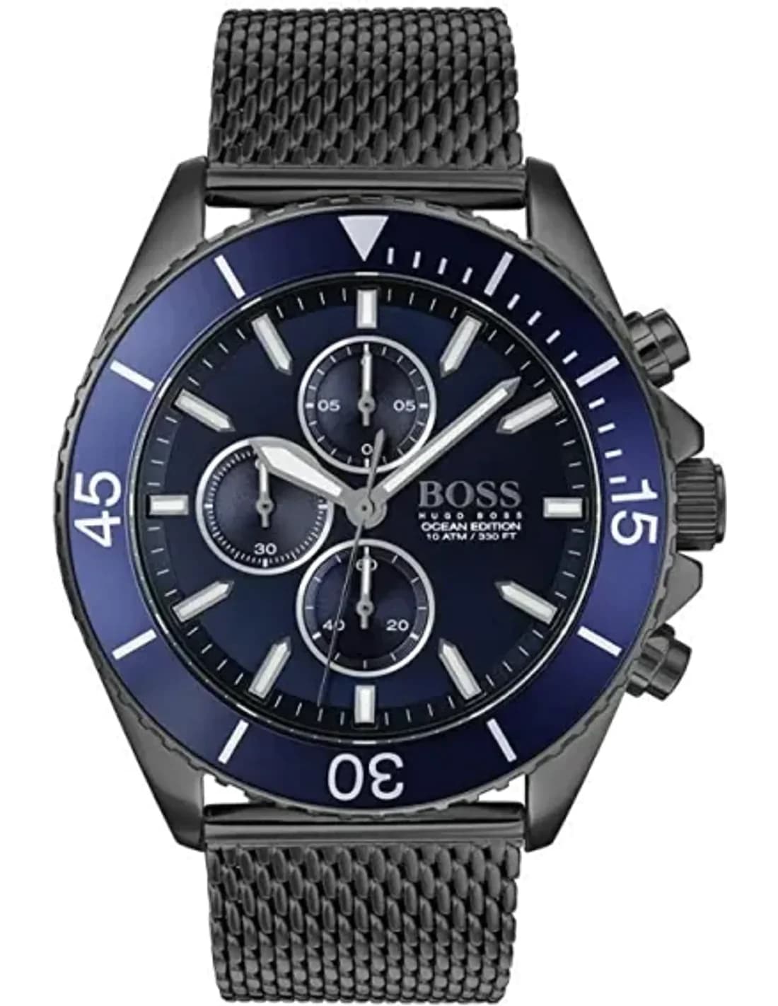 Montre Homme Hugo Boss 1513702 Edition Ocean - Cadran et maille milanaise noirs