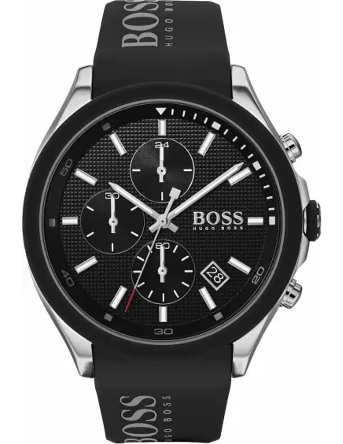 Montre Homme Hugo Boss 1513716 Chronomètre Sport - Boîtier Argent, Cadran et Bracelet Silicone Noir