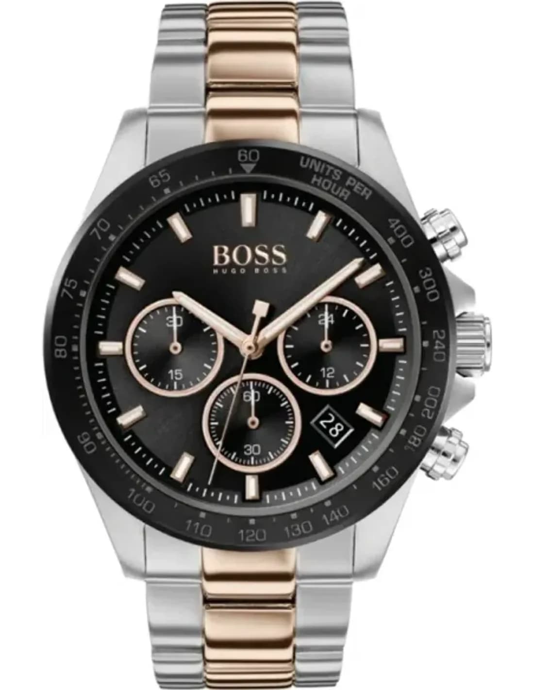 Montre Homme Hugo Boss Hero 1513757 Chronographe Acier Bicolore Or Rose et Argent