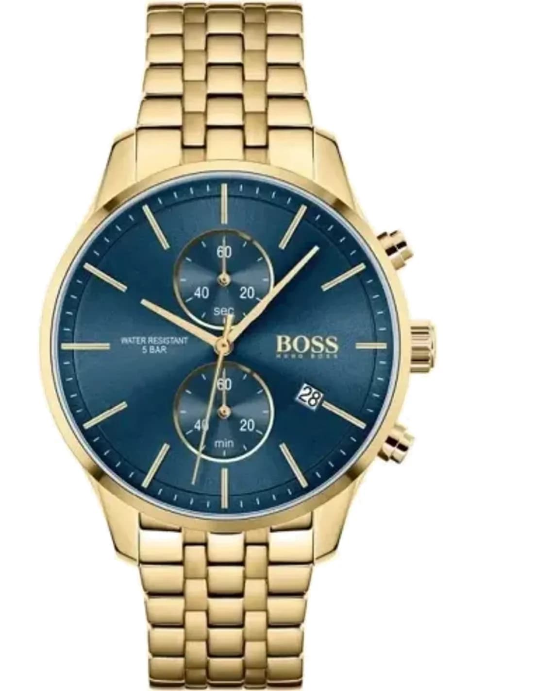 Montre Homme Hugo Boss Associate 1513841 Chronographe Cadran Bleu Bracelet Acier Doré
