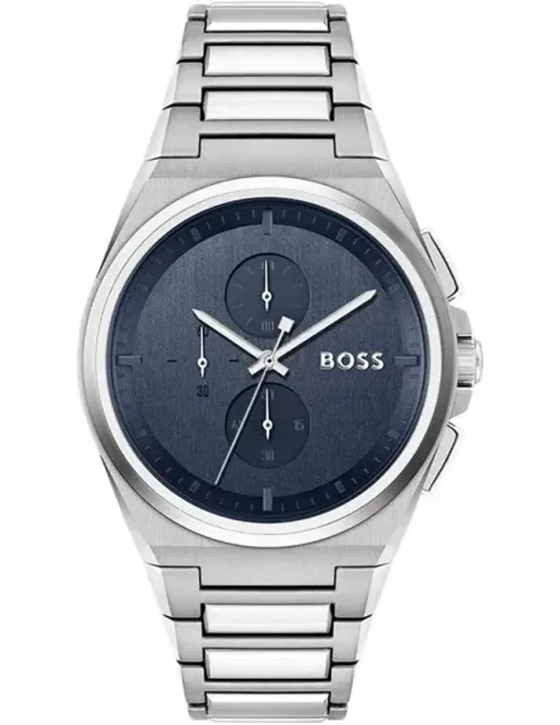 Montre Homme Hugo Boss Steer 1514048, Cadran Bleu sur Bracelet Acier Argent