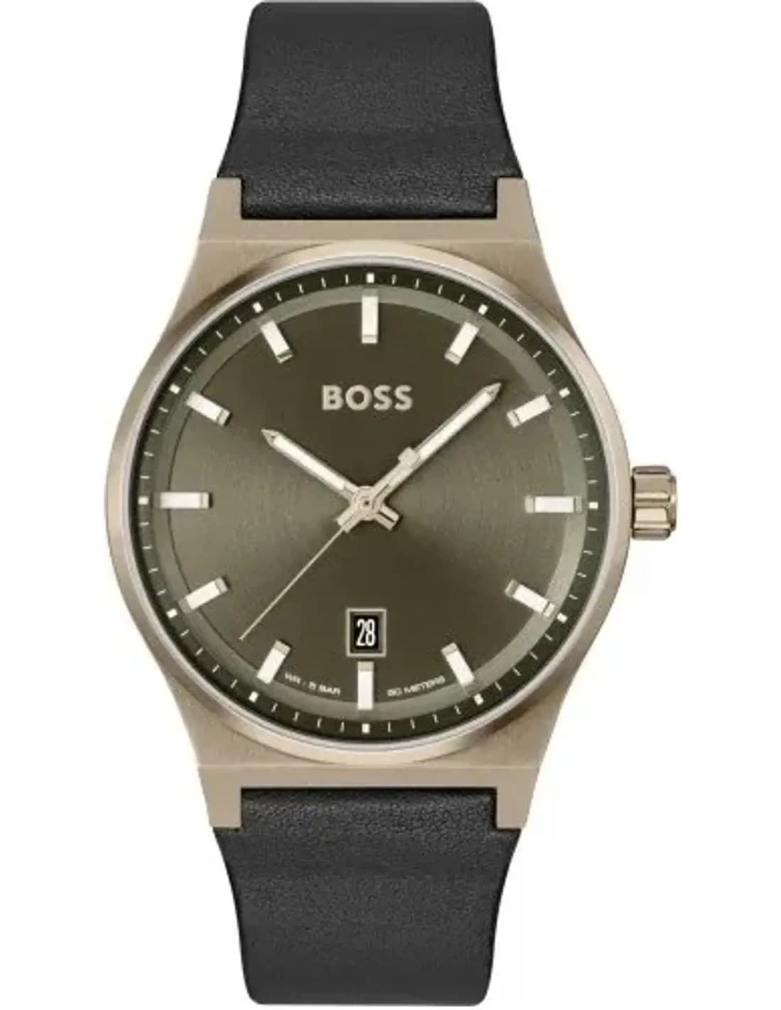 Montre Hugo Boss 1514080 Candor Homme - Boîtier Bronze, Cadran Vert, Bracelet Cuir Noir
