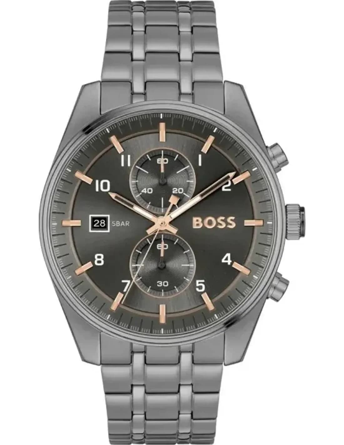 Montre Homme Hugo Boss 1514153 Skytraveller Acier Gris Mat / Cadran Noir