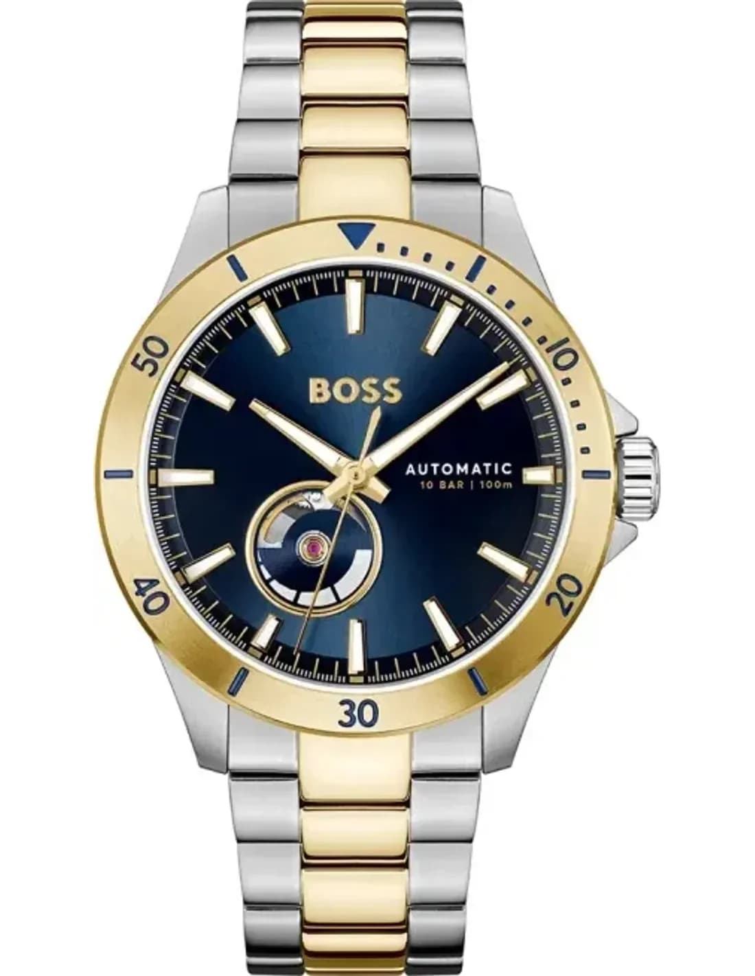 Montre Homme Hugo Boss Troper 1514201 Automatique - Boîtier Bicolore, Cadran Bleu Soleillé